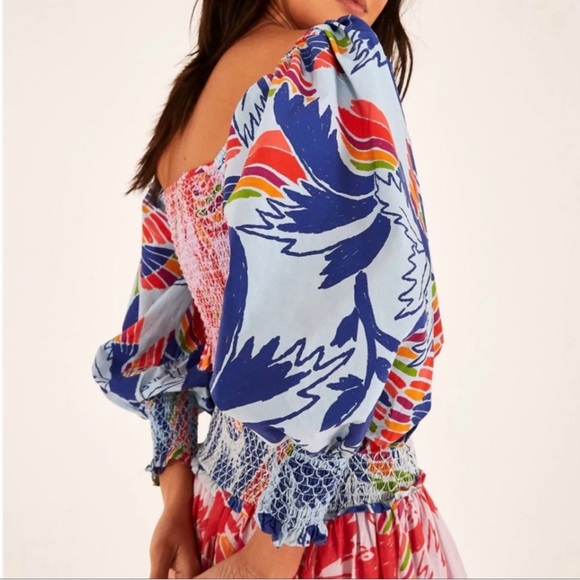 NWT FARM Rio Mixed Color Birds Crop Top Size Small - Picture 1 of 7